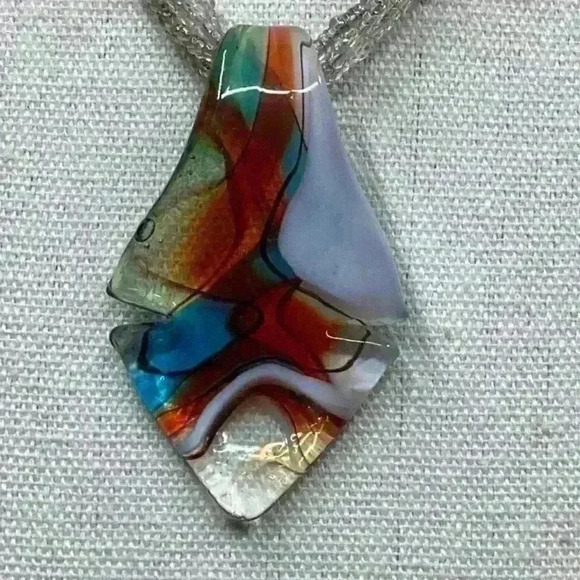 Glass Pendant Glass Seedbead Necklace - Picture 2 of 4